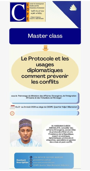 Master class sur « Le Protocole et les usages diplomatiques ; Comment prévenir les conflits » (27-28 août) Master class sur « Le Protocole et les usages diplomatiques ; Comment prévenir les conflits » (27-28 août)