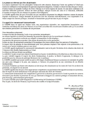 Appel à une assistance et à une protection renforcée des réfugiés tchadiens Appel à une assistance et à une protection renforcée des réfugiés tchadiens