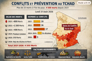 Au Tchad, plus de 23 morts à l'est du pays (4 500 morts depuis 2021 - agences internationales).