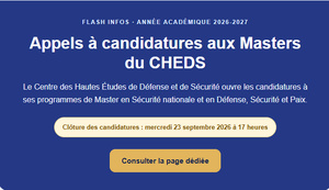Appels à candidatures aux Masters du CHEDS Appels à candidatures aux Masters du CHEDS