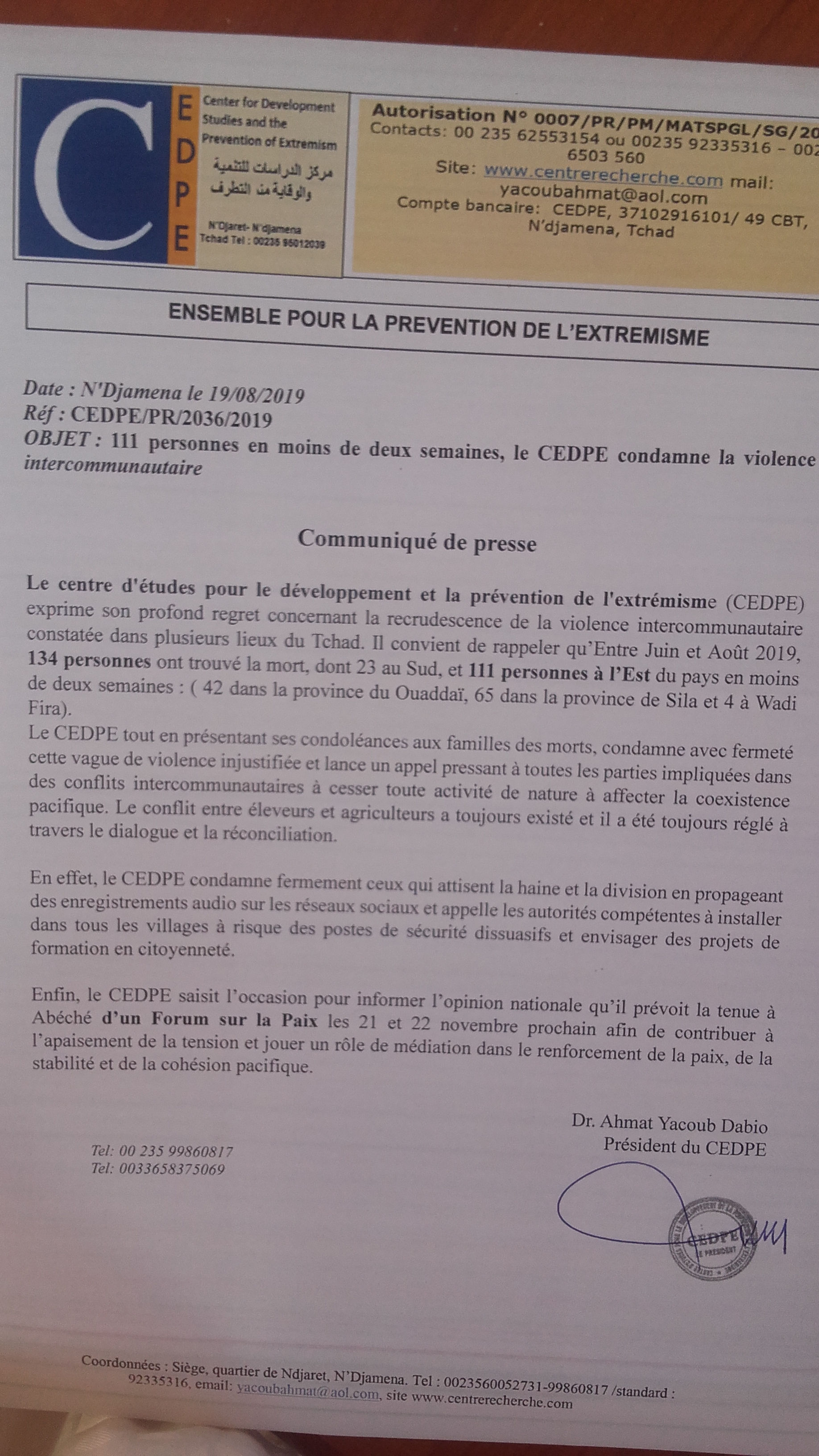 المركز يدين بشدة أولئك الذين يثيرون الكراهية والانقسام