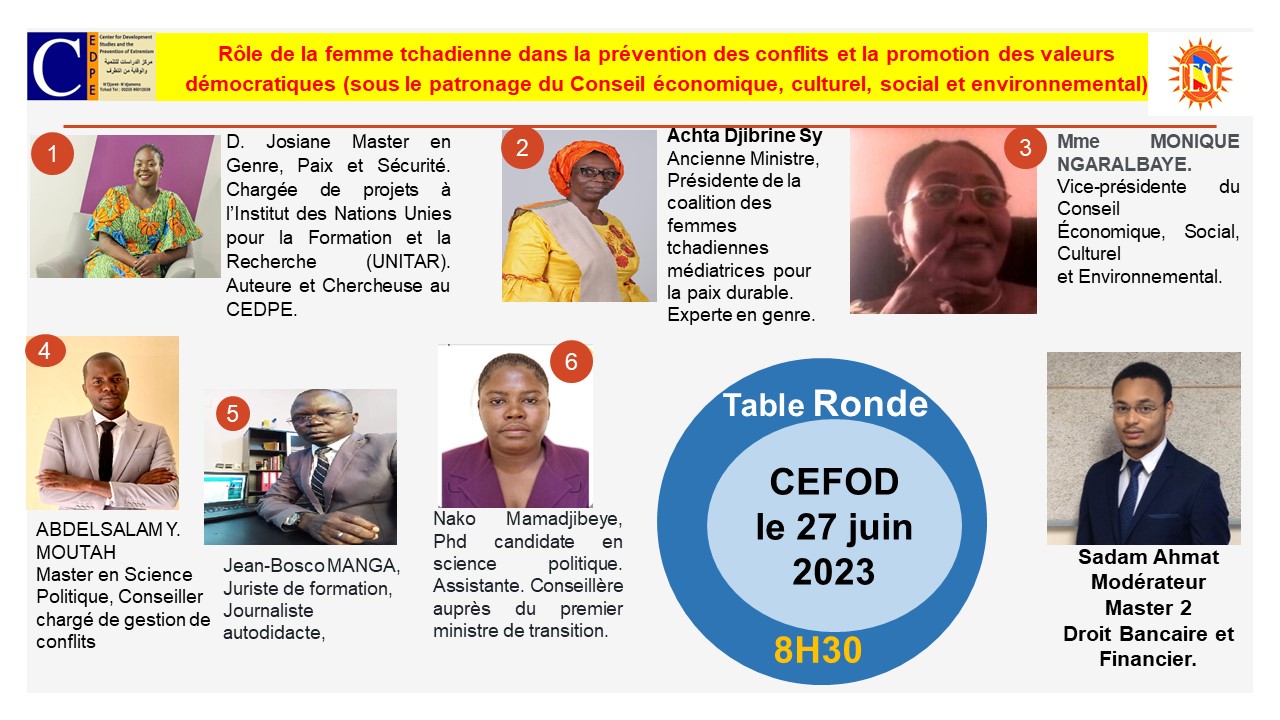 Inscription à la Table ronde du 27 juin 2023 au CEFOD, N'Djamena