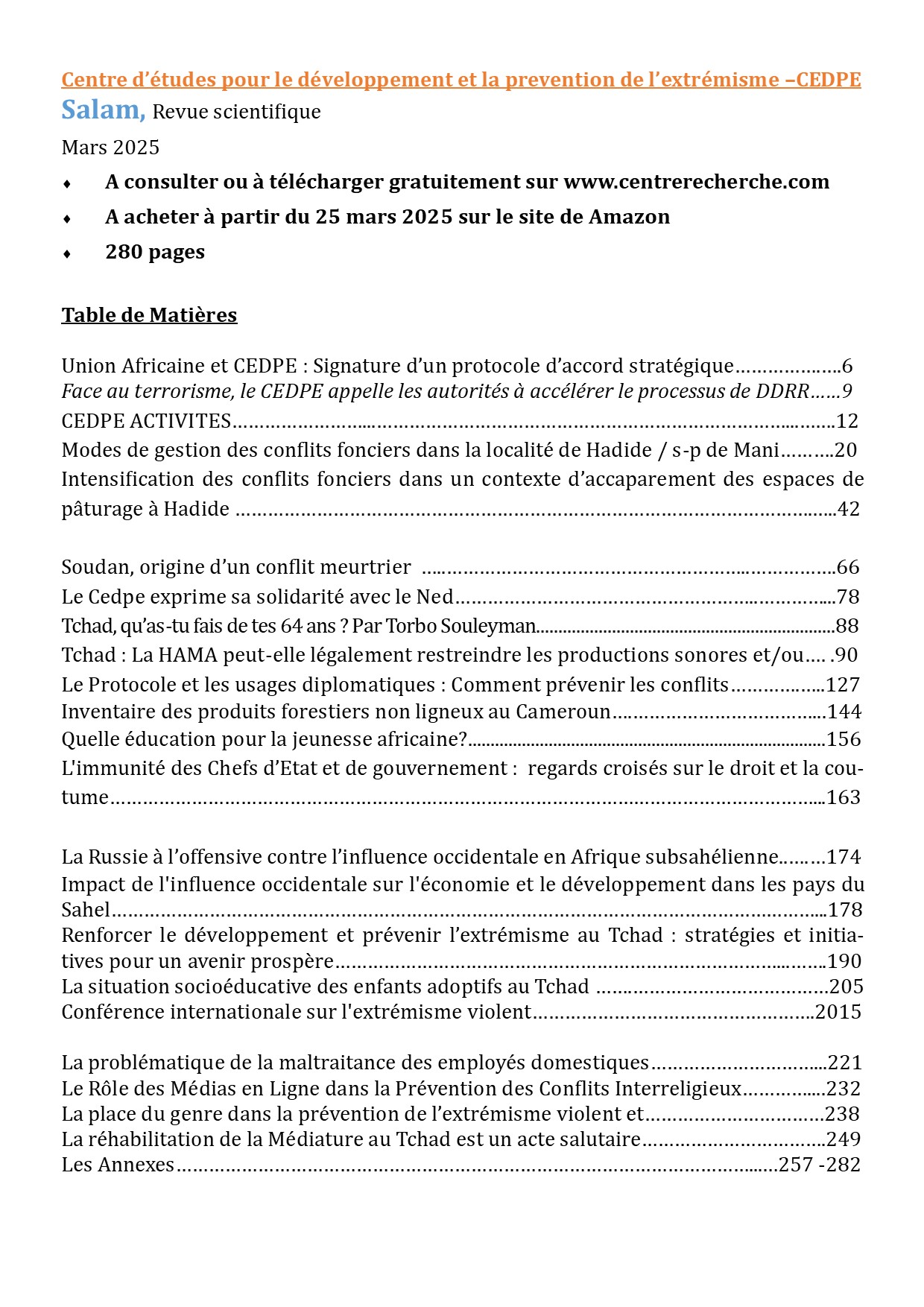 La revue trimestrielle du CEDPE disponible en PDF