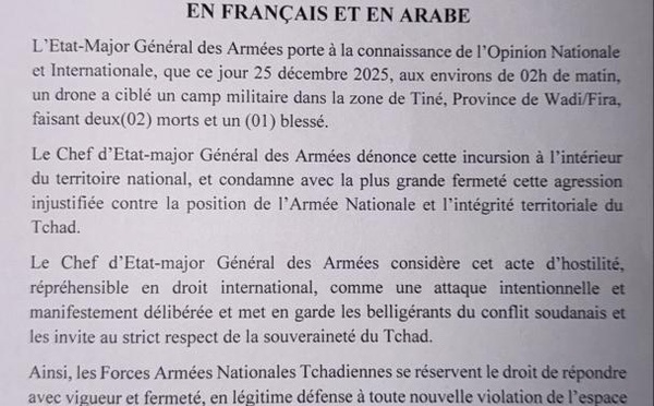 Mort de 2 soldats tchadiens - L'armée soudanaise et la milice de FSR se renvoient la balle